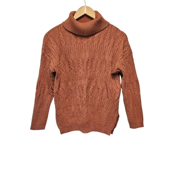 COZY CO. Turtle Neck Sweater Rust Orange Size S/M Plush - Picture 2 of 4
